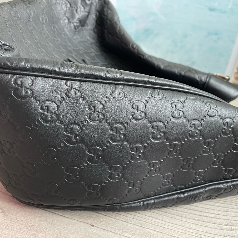 Gucci Black Embossed GG Tassel Hobo Bag - Picture 6 of 13